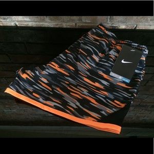 Nike Dri-Fit Running Shorts Black Orange Grey
